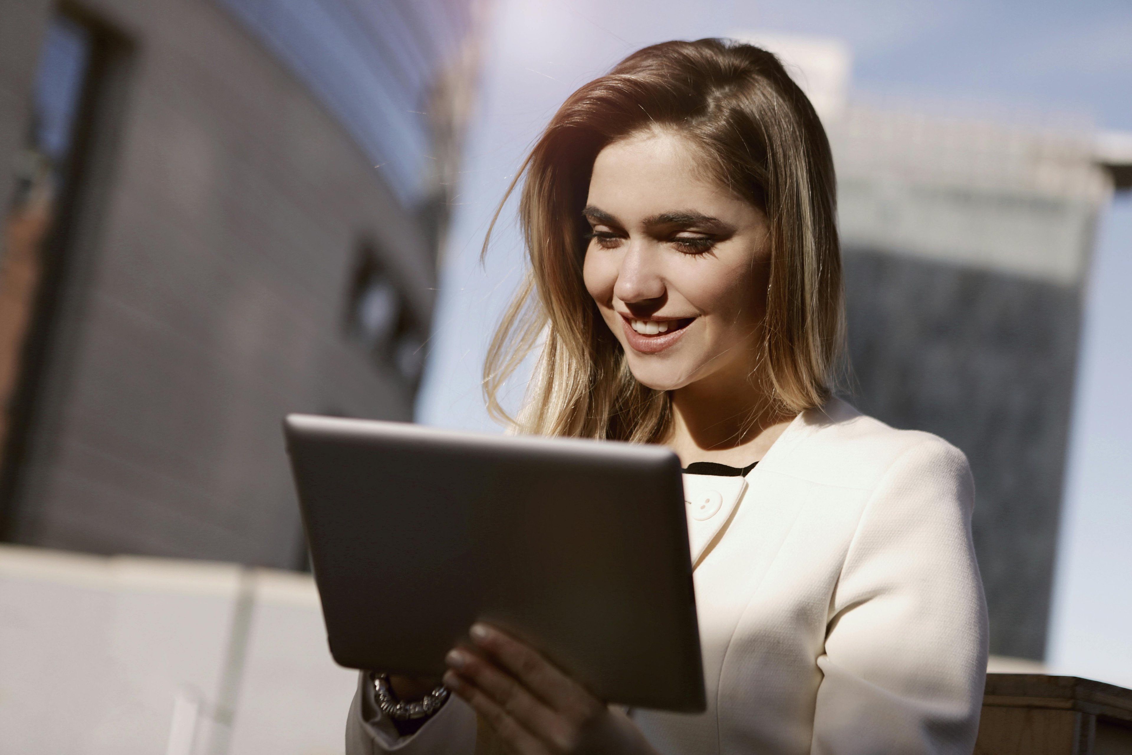 woman with tablet