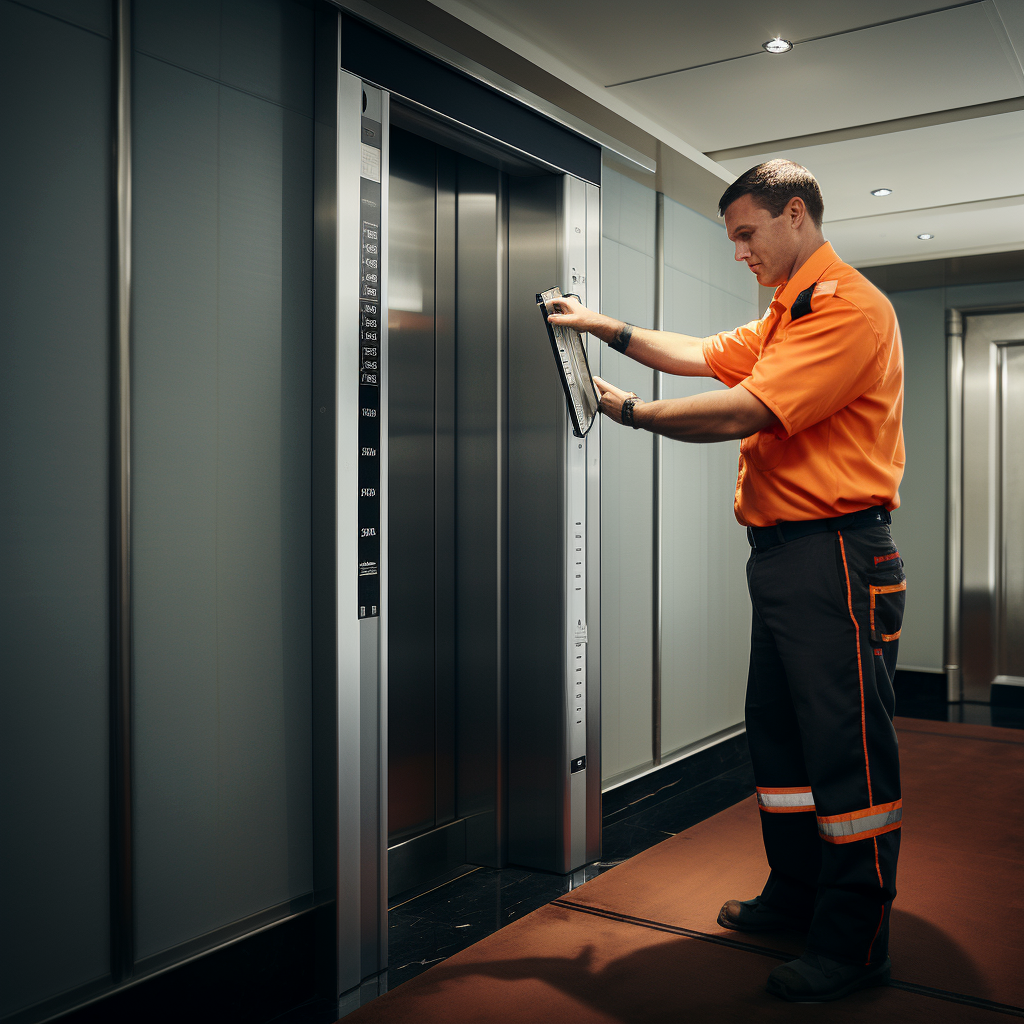 man measuring an elevator