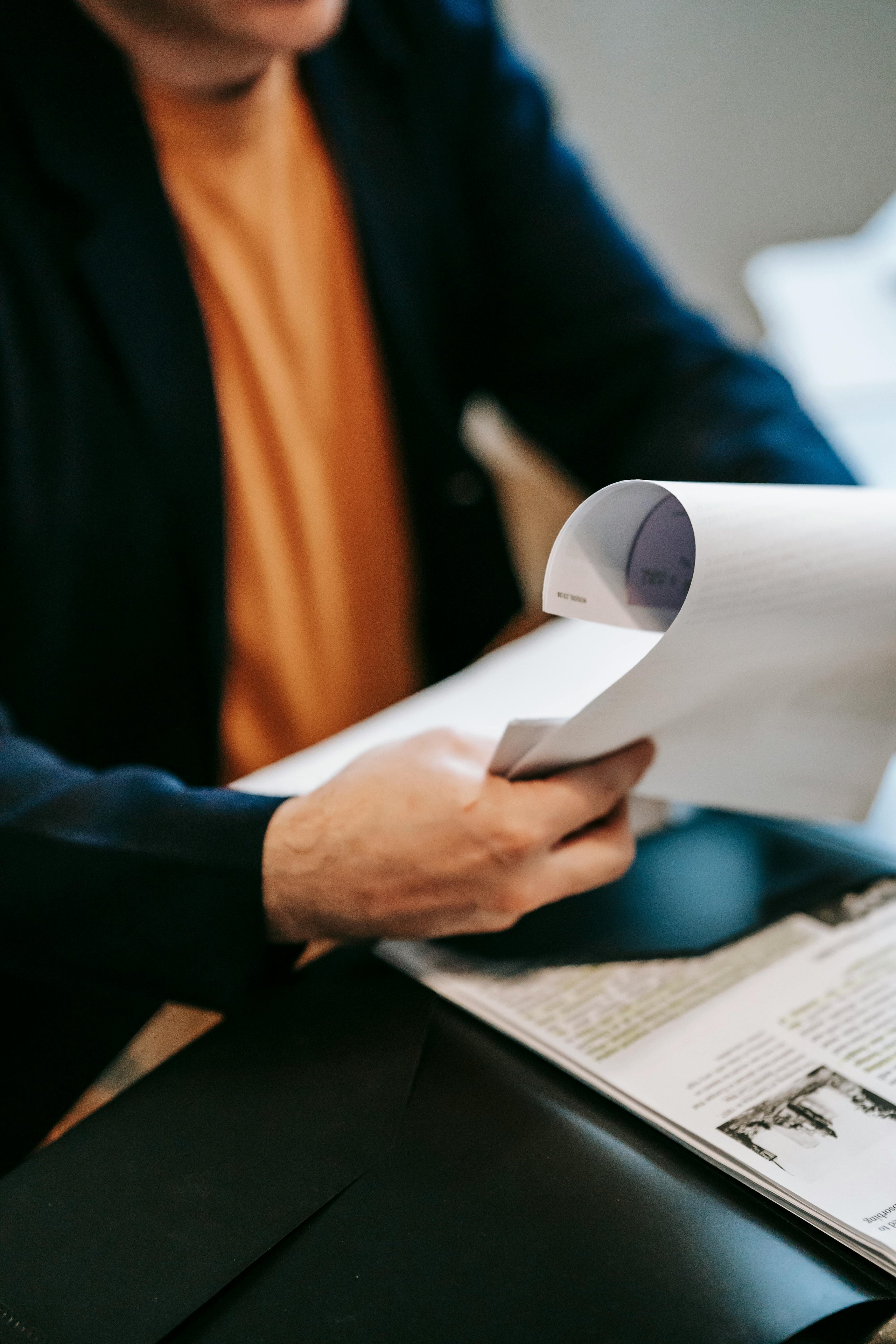 man reading a document